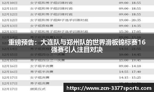 重磅预告：大连队与郑州队的世界滑板锦标赛16强赛引人注目对决